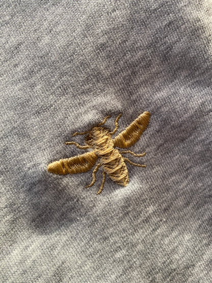 Sweatshirt Grau Bio Baumwolle Stick Biene Gold