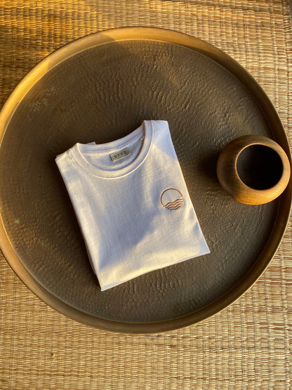 T-Shirt Bio Baumwolle Weiß Stick Sonne Meer